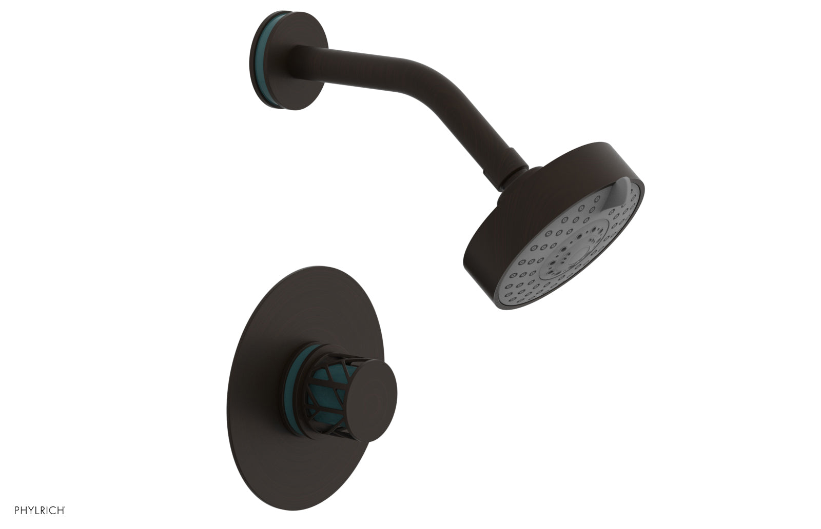 Phylrich JOLIE Pressure Balance Shower Set - Round Handle with "Turquoise" Accents
