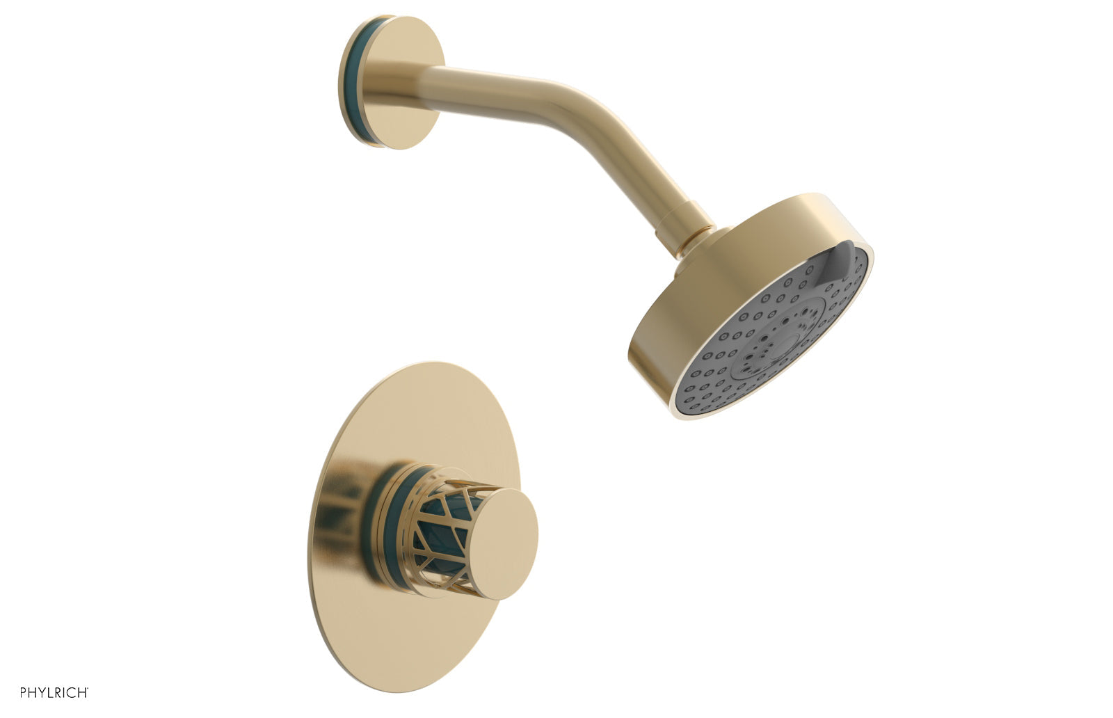 Phylrich JOLIE Pressure Balance Shower Set - Round Handle with "Turquoise" Accents