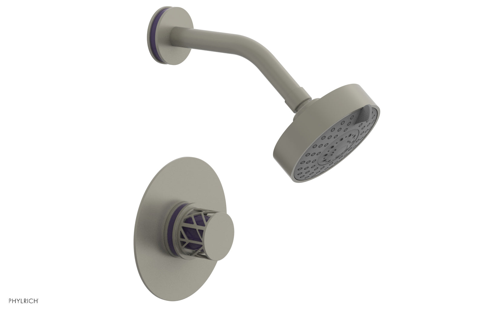 Phylrich JOLIE Pressure Balance Shower Set - Round Handle with "Purple" Accents