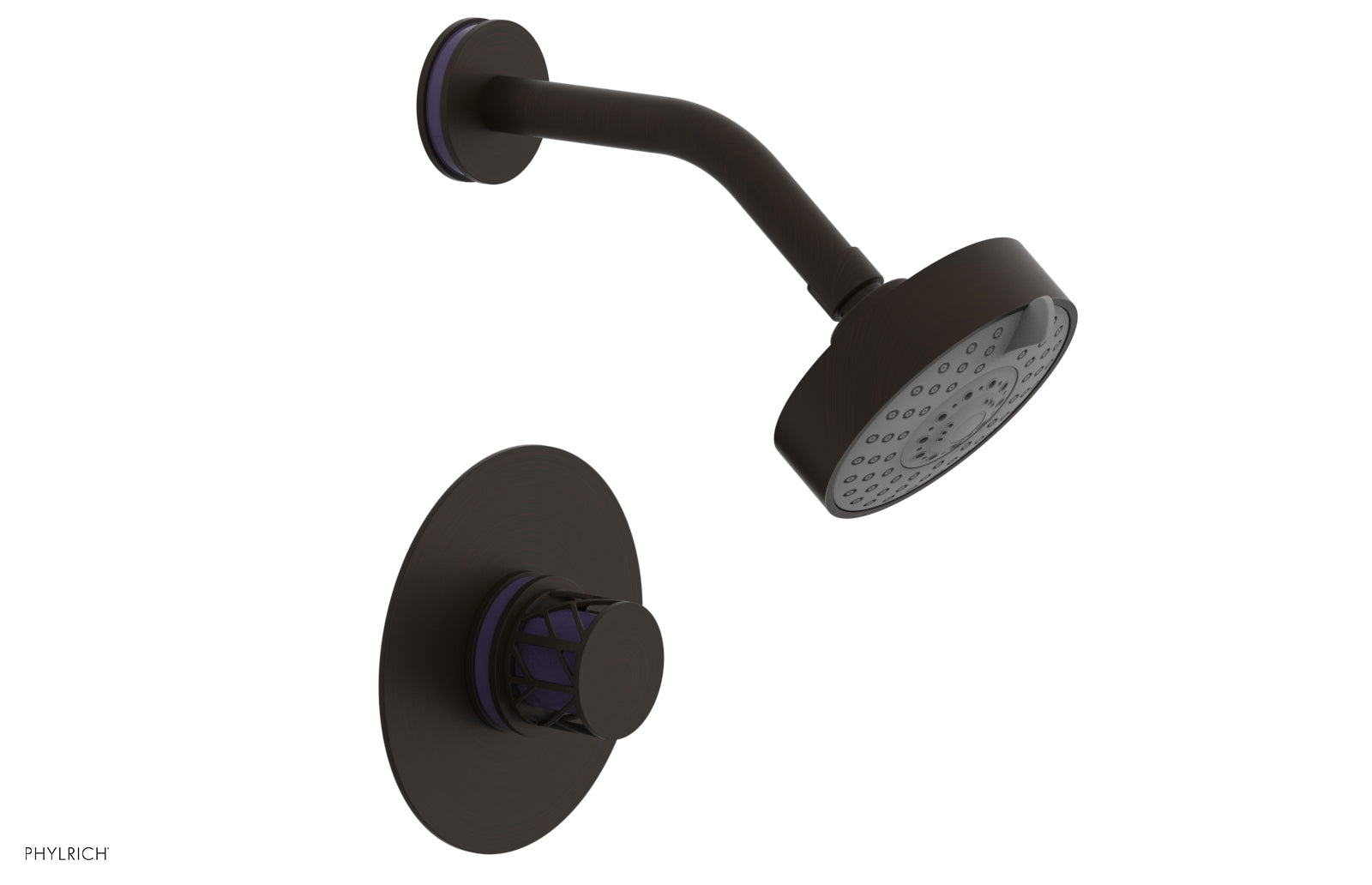 Phylrich JOLIE Pressure Balance Shower Set - Round Handle with "Purple" Accents