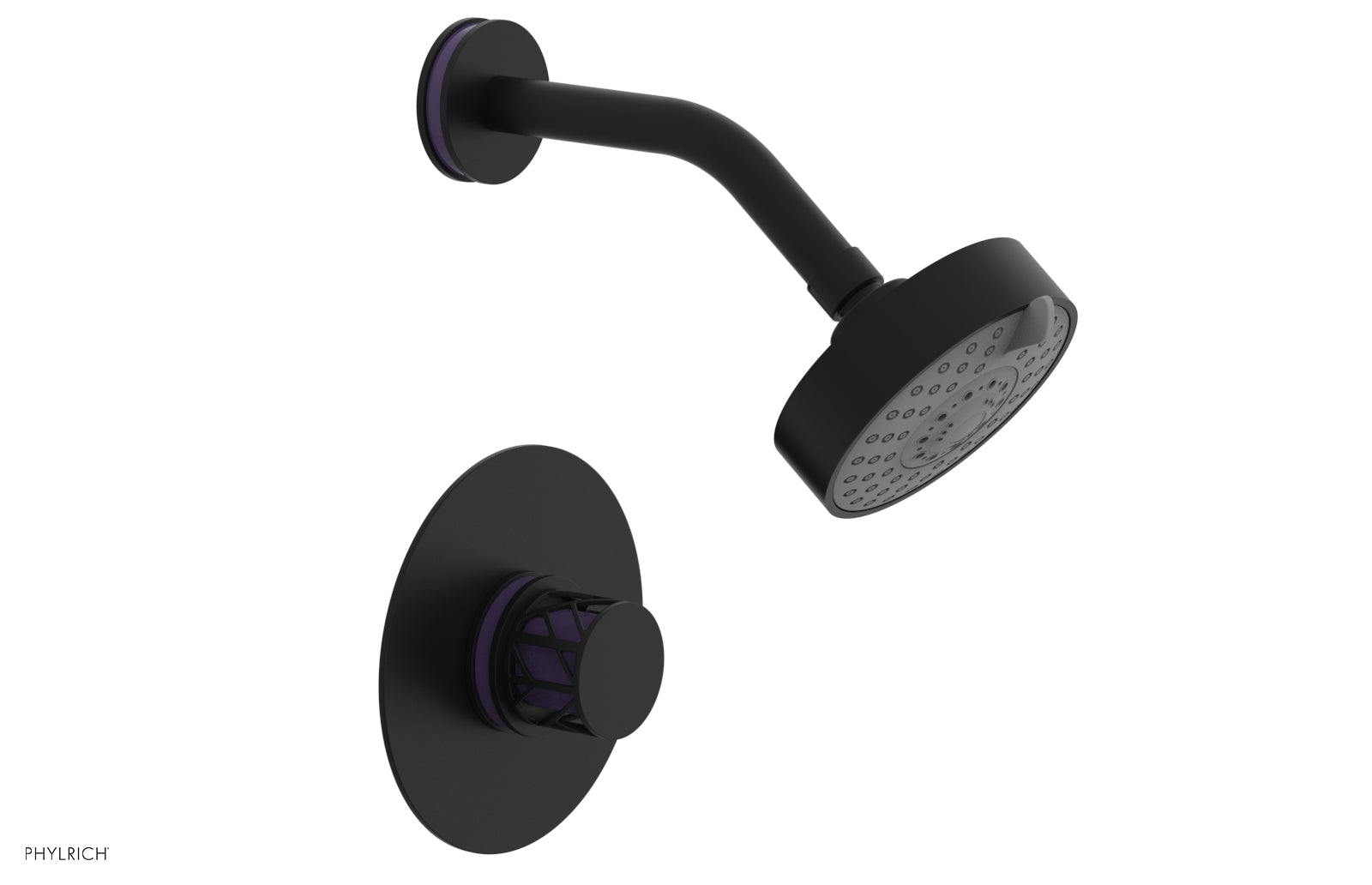 Phylrich JOLIE Pressure Balance Shower Set - Round Handle with "Purple" Accents