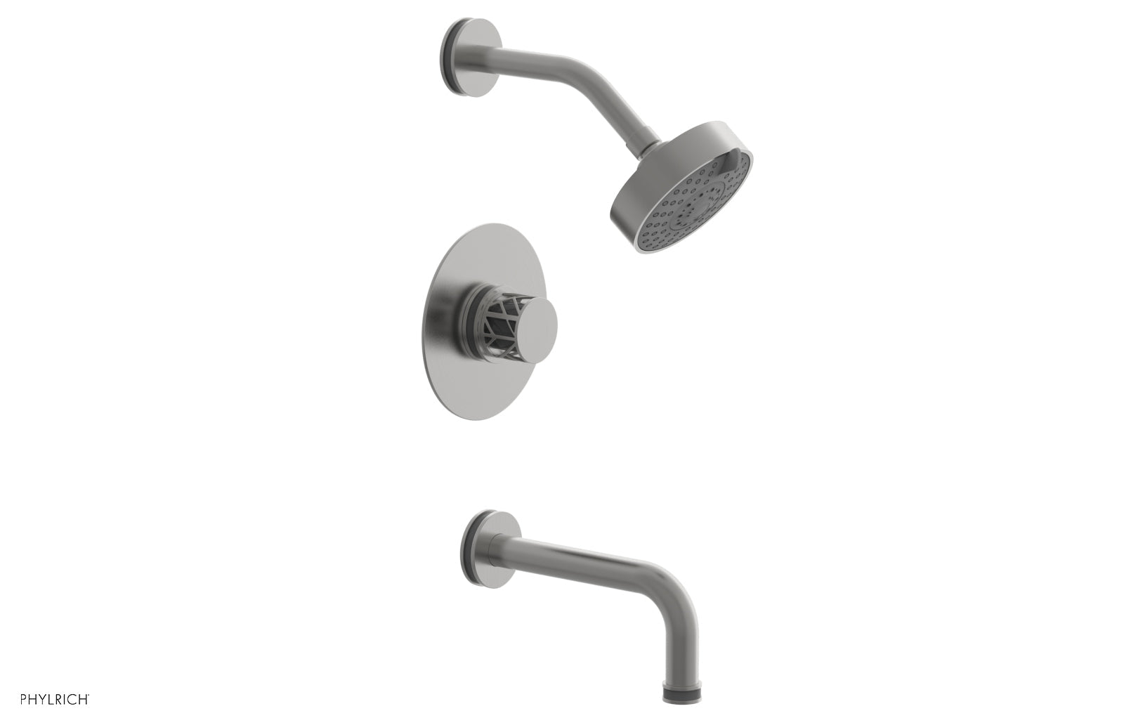 Phylrich JOLIE Pressure Balance Tub and Shower Set - Round Handle wth "Grey" Accents