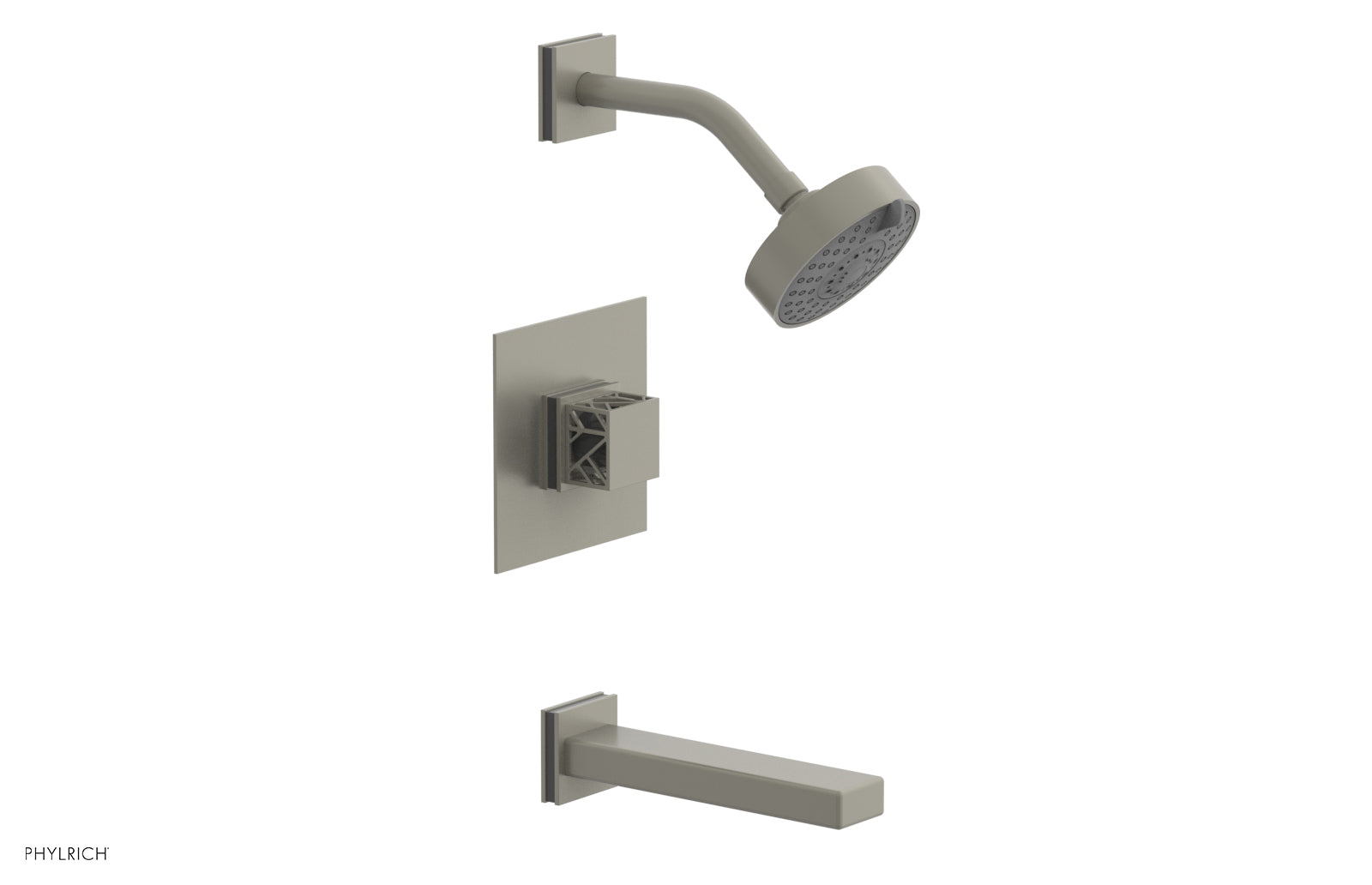 Phylrich JOLIE Pressure Balance Tub and Shower Set - Square Handle wth "Grey" Accents