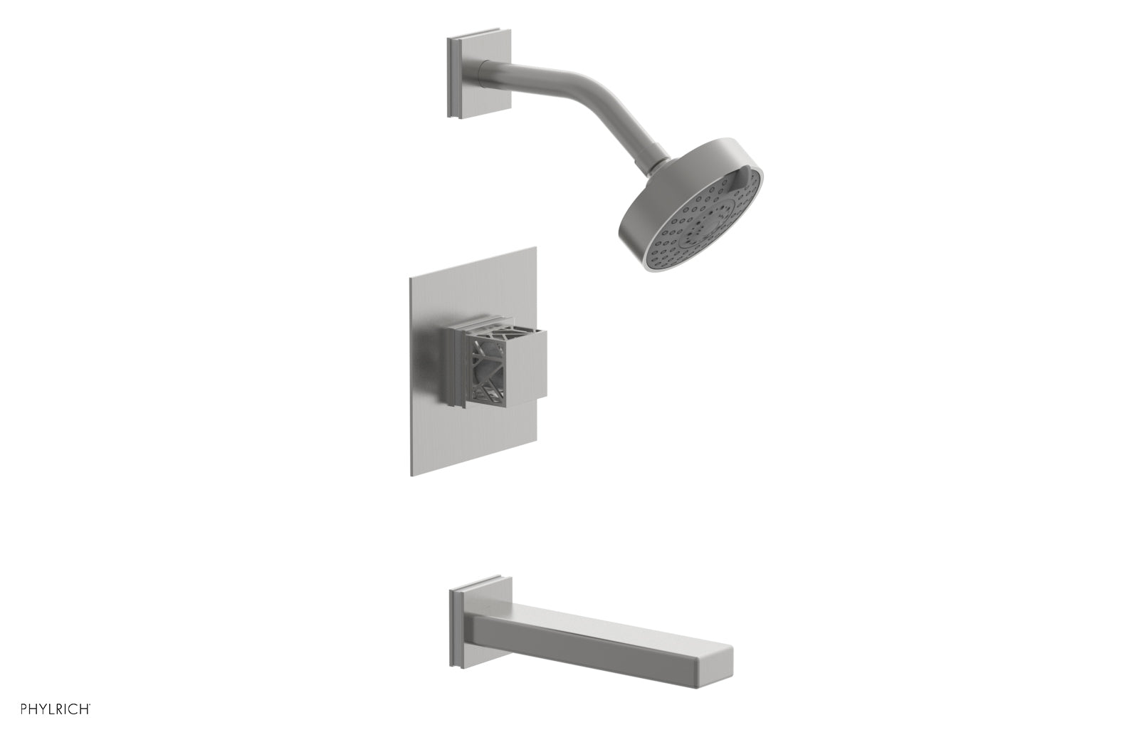 Phylrich JOLIE Pressure Balance Tub and Shower Set - Square Handle wth "White" Accents