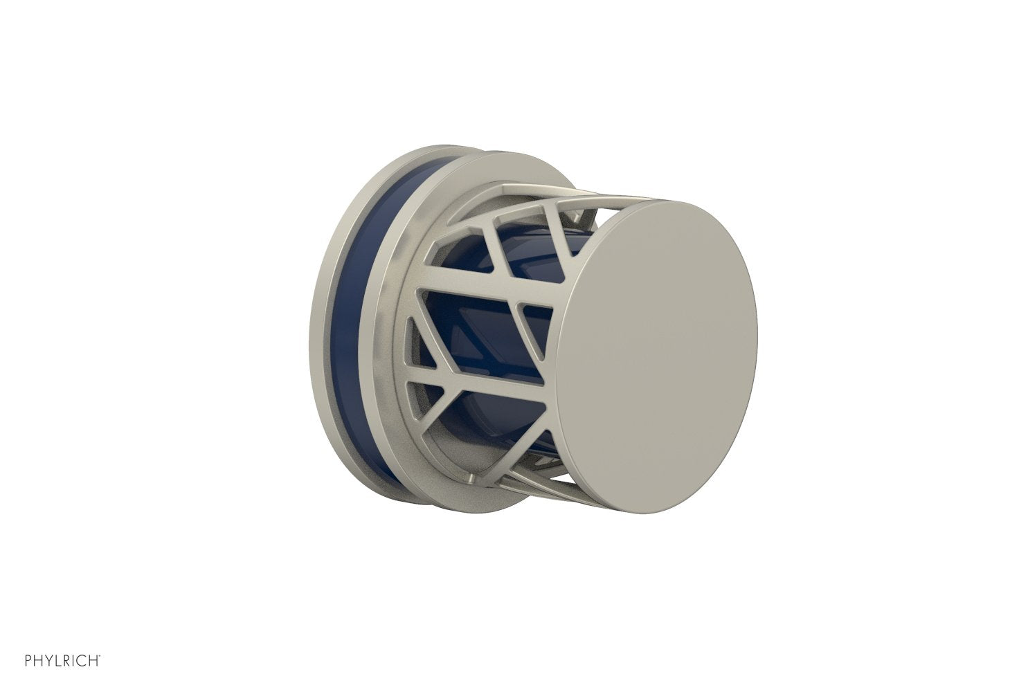 Phylrich JOLIE Volume Control/Diverter Trim - Round Handle with "Navy Blue" Accents