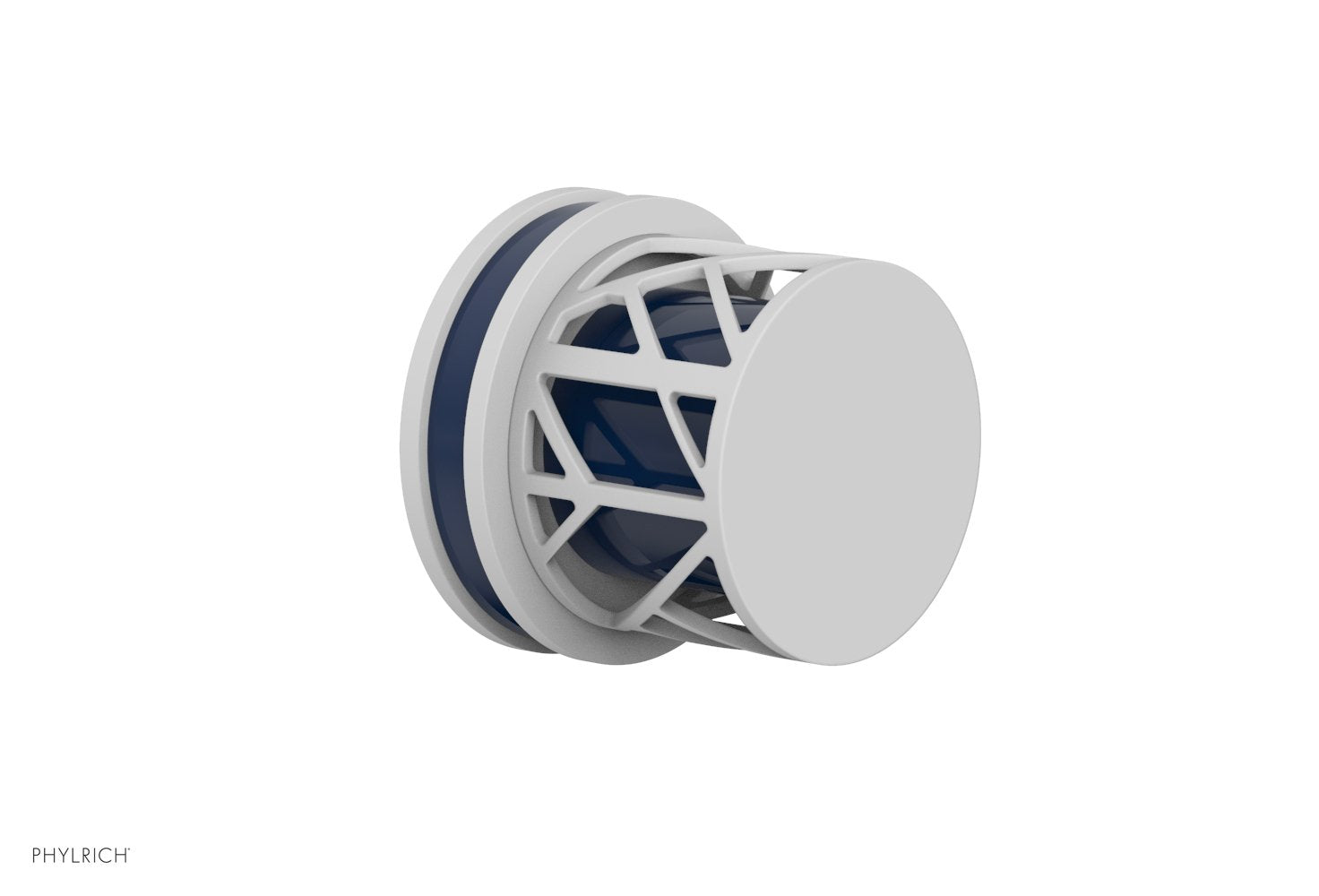 Phylrich JOLIE Volume Control/Diverter Trim - Round Handle with "Navy Blue" Accents