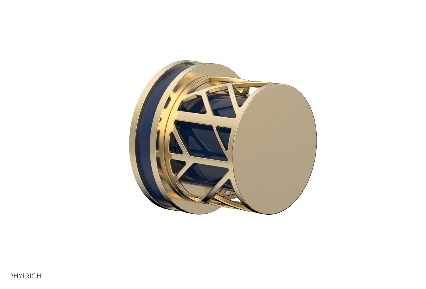 Phylrich JOLIE Volume Control/Diverter Trim - Round Handle with "Navy Blue" Accents