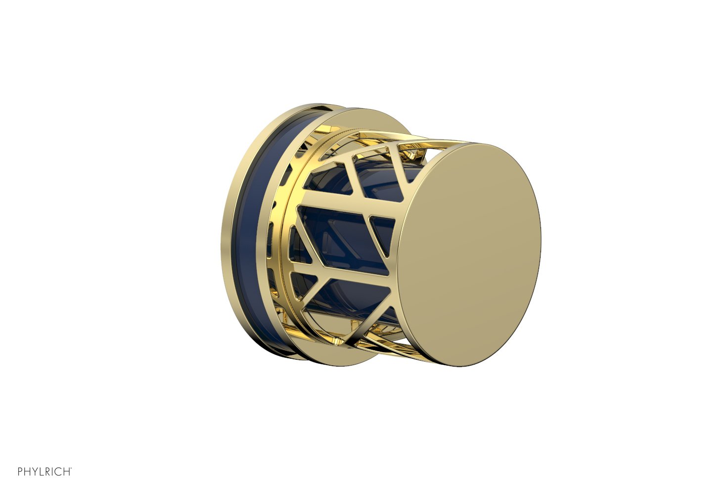 Phylrich JOLIE Volume Control/Diverter Trim - Round Handle with "Navy Blue" Accents