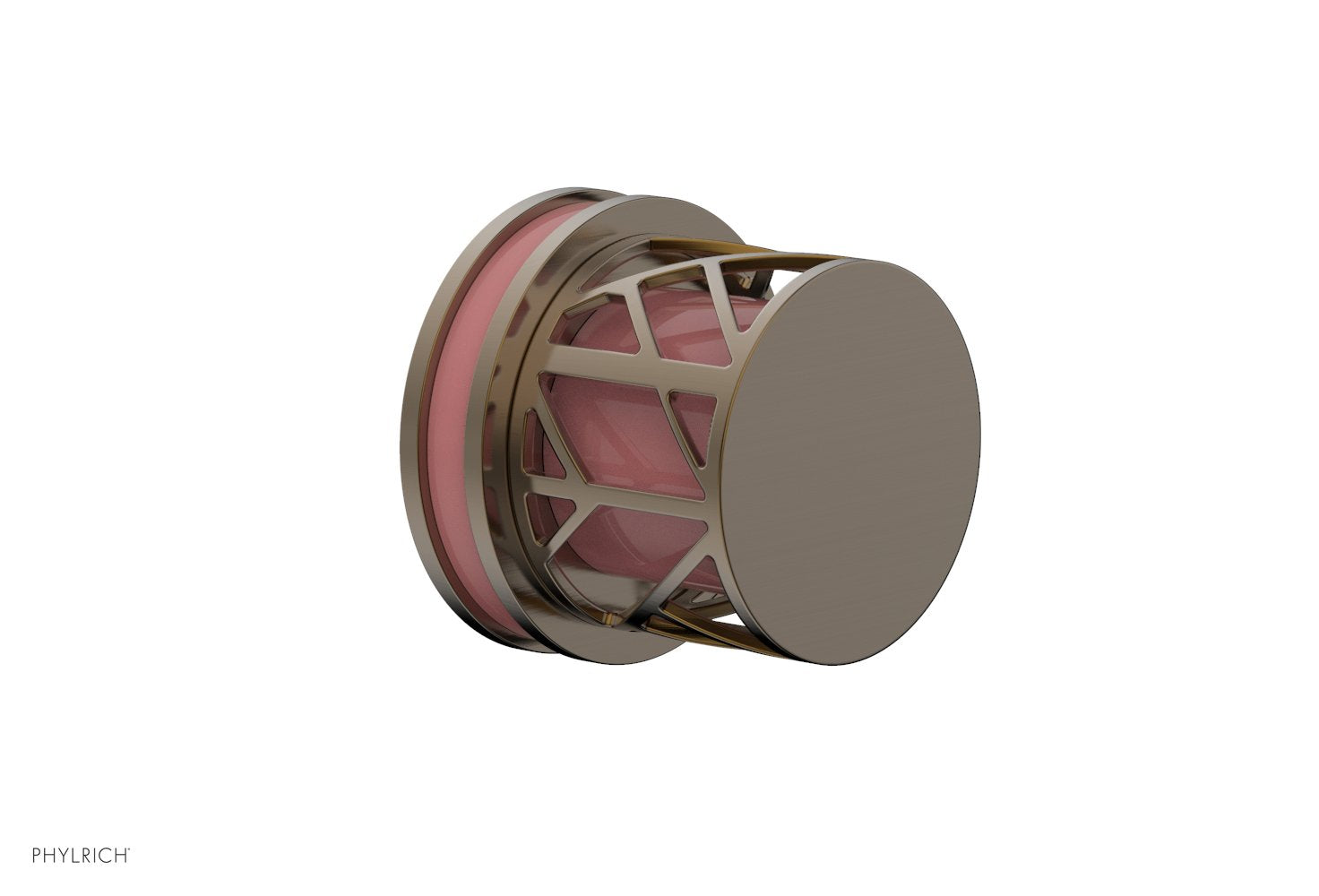 Phylrich JOLIE Volume Control/Diverter Trim - Round Handle with "Pink" Accents