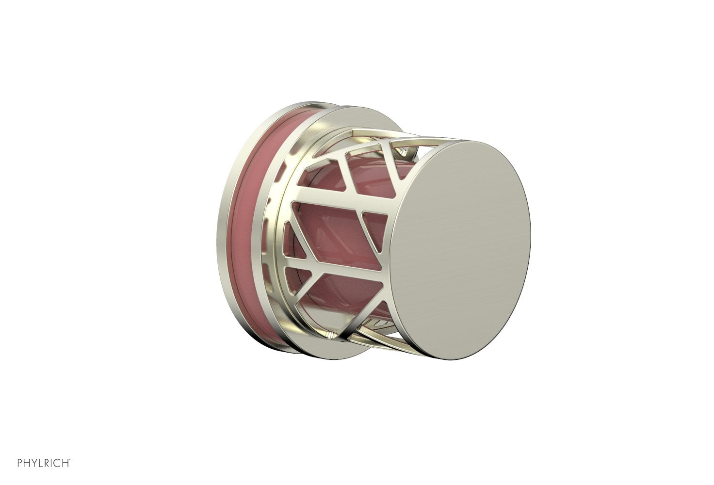 Phylrich JOLIE Volume Control/Diverter Trim - Round Handle with "Pink" Accents