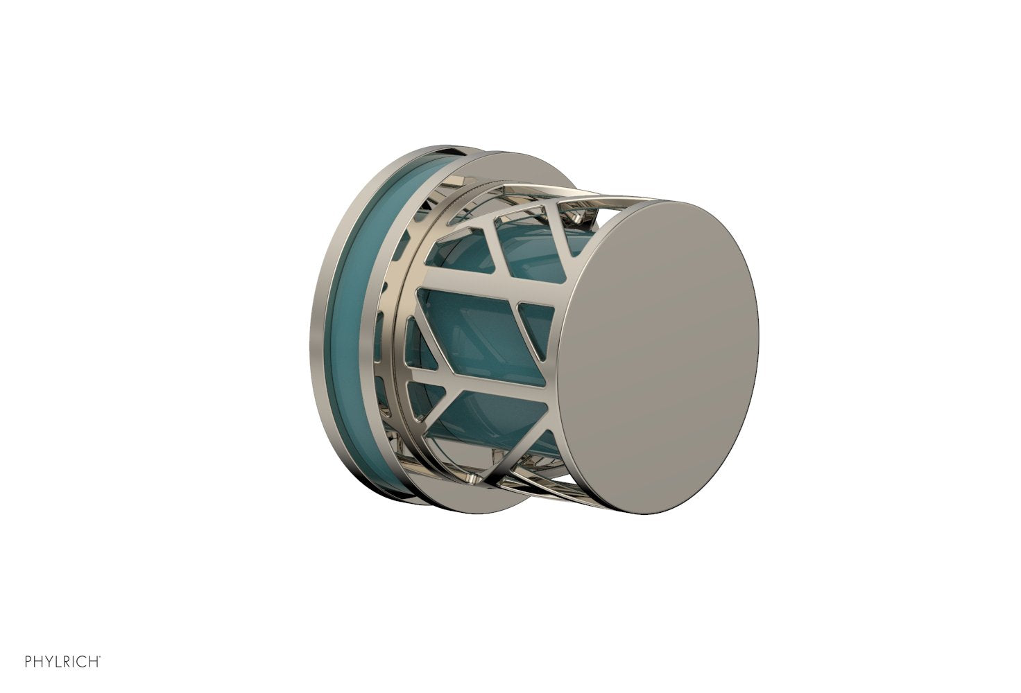 Phylrich JOLIE Volume Control/Diverter Trim - Round Handle with "Turquoise" Accents