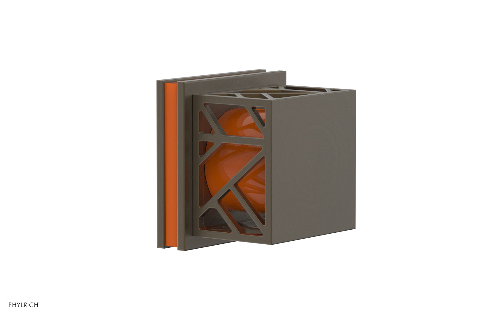Phylrich JOLIE Volume Control/Diverter Trim - Square Handle with "Orange" Accents