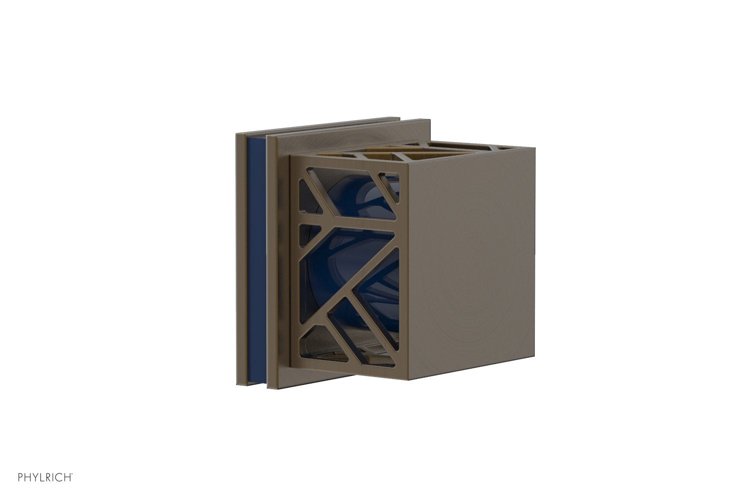 Phylrich JOLIE Volume Control/Diverter Trim - Square Handle with "Navy Blue" Accents