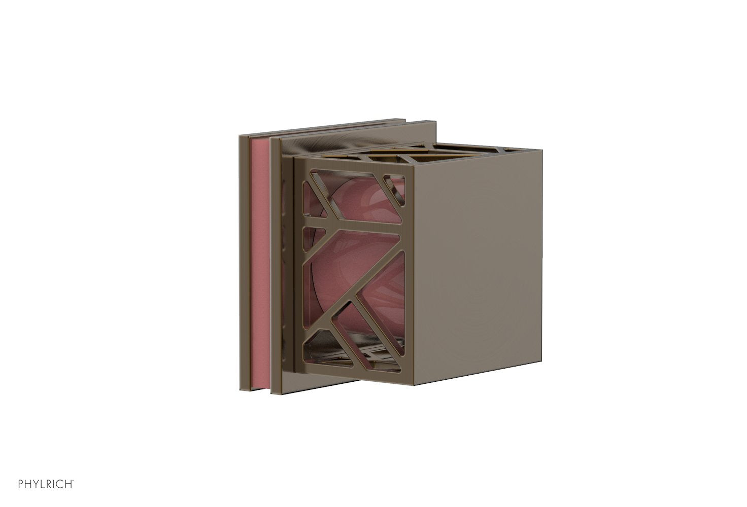 Phylrich JOLIE Volume Control/Diverter Trim - Square Handle with "Pink" Accents