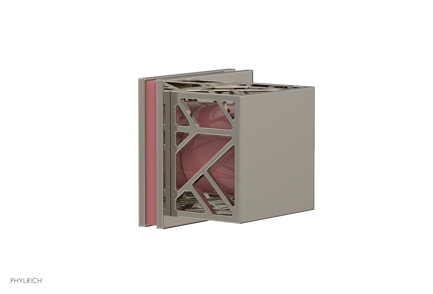 Phylrich JOLIE Volume Control/Diverter Trim - Square Handle with "Pink" Accents