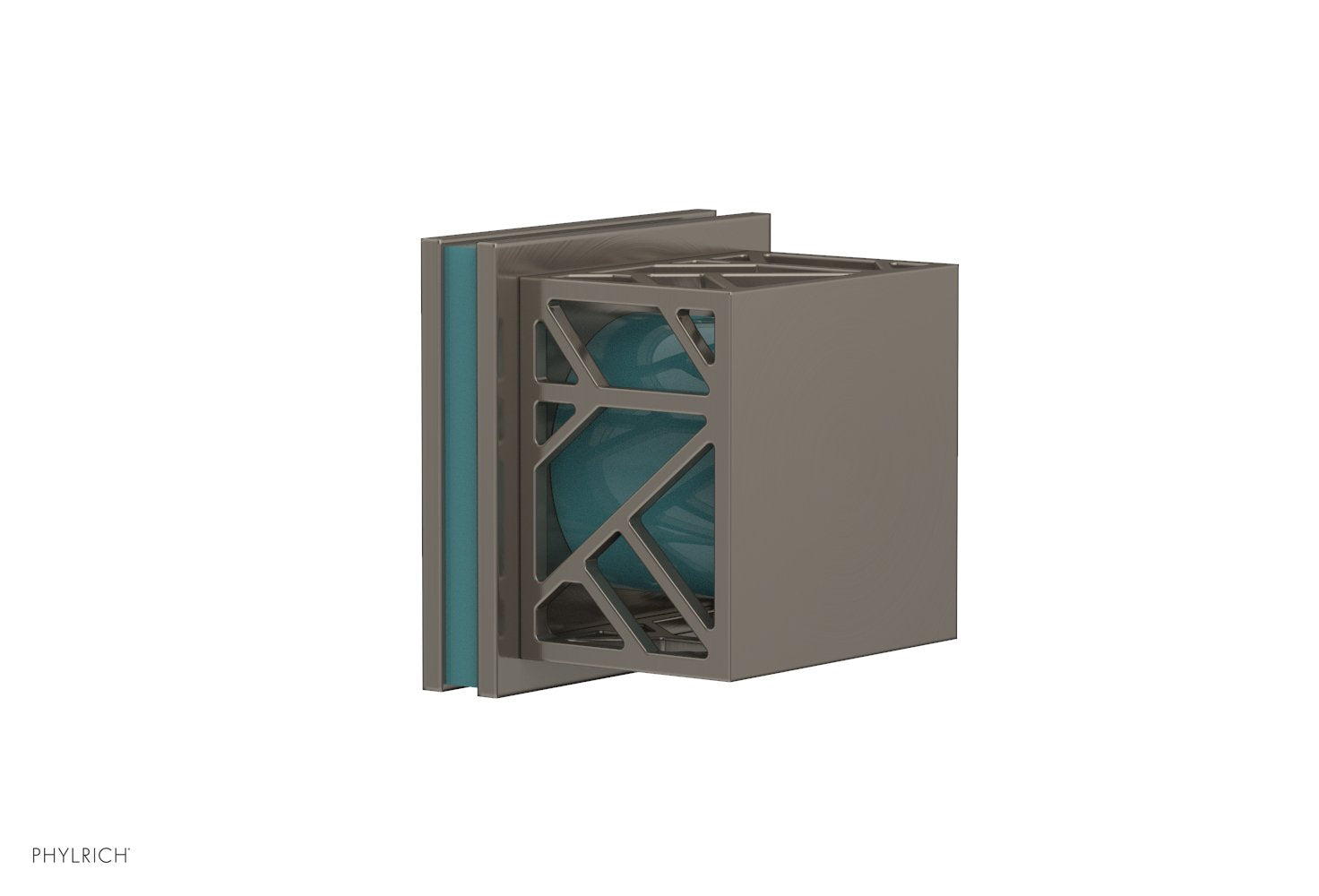 Phylrich JOLIE Volume Control/Diverter Trim - Square Handle with "Turquoise" Accents