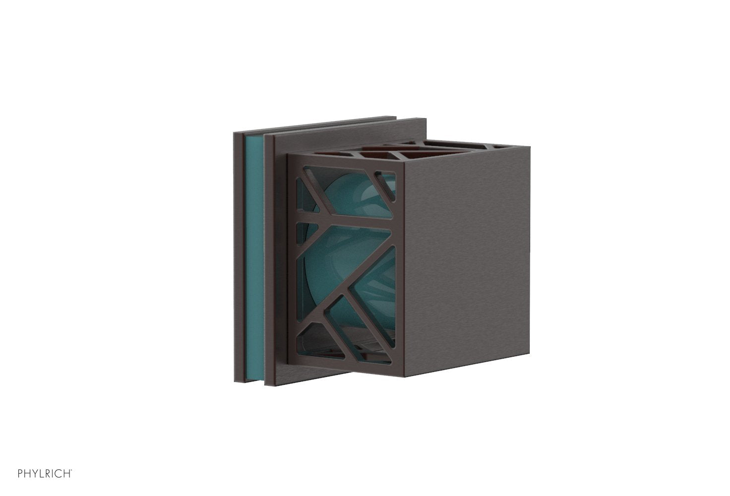 Phylrich JOLIE Volume Control/Diverter Trim - Square Handle with "Turquoise" Accents