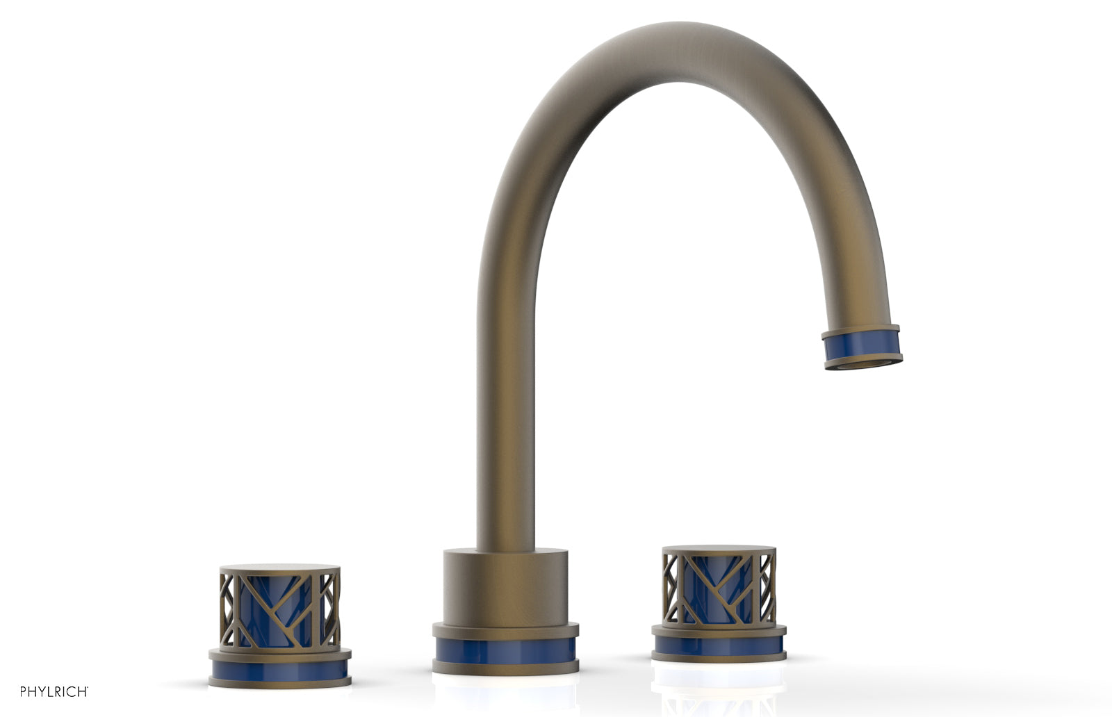 Phylrich JOLIE Deck Tub Set - Round Handles with "Navy Blue" Accents