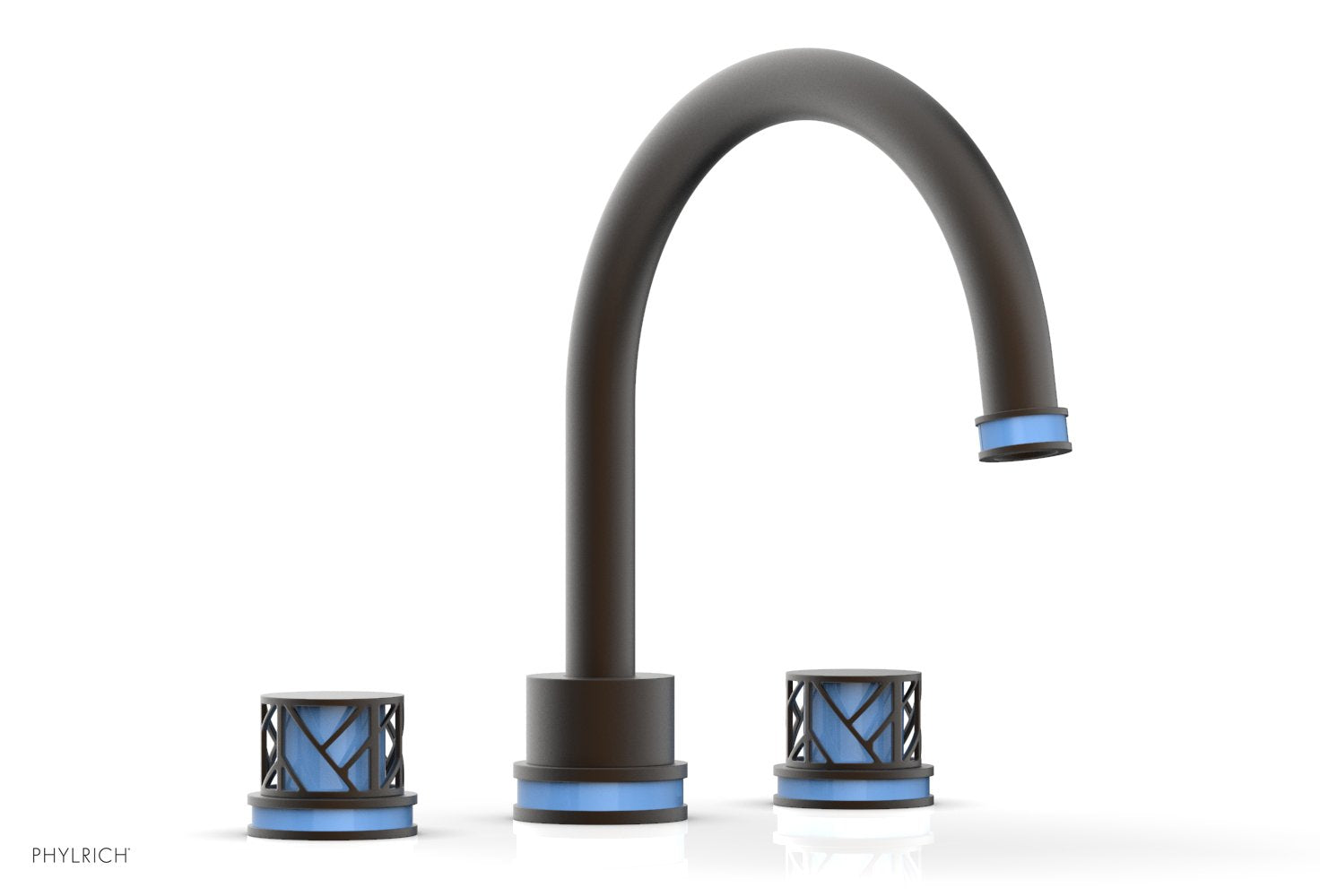 Phylrich JOLIE Deck Tub Set - Round Handles with "Light Blue" Accents