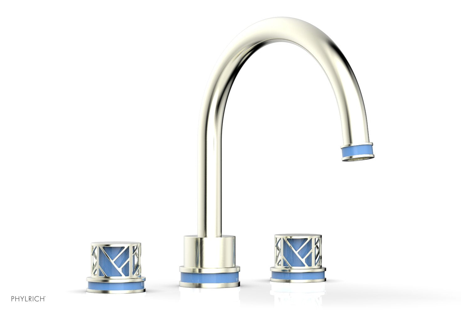 Phylrich JOLIE Deck Tub Set - Round Handles with "Light Blue" Accents