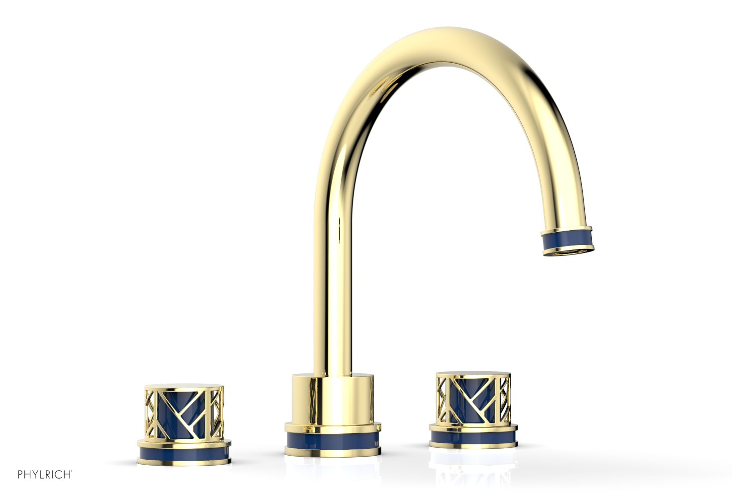Phylrich JOLIE Deck Tub Set - Round Handles with "Navy Blue" Accents