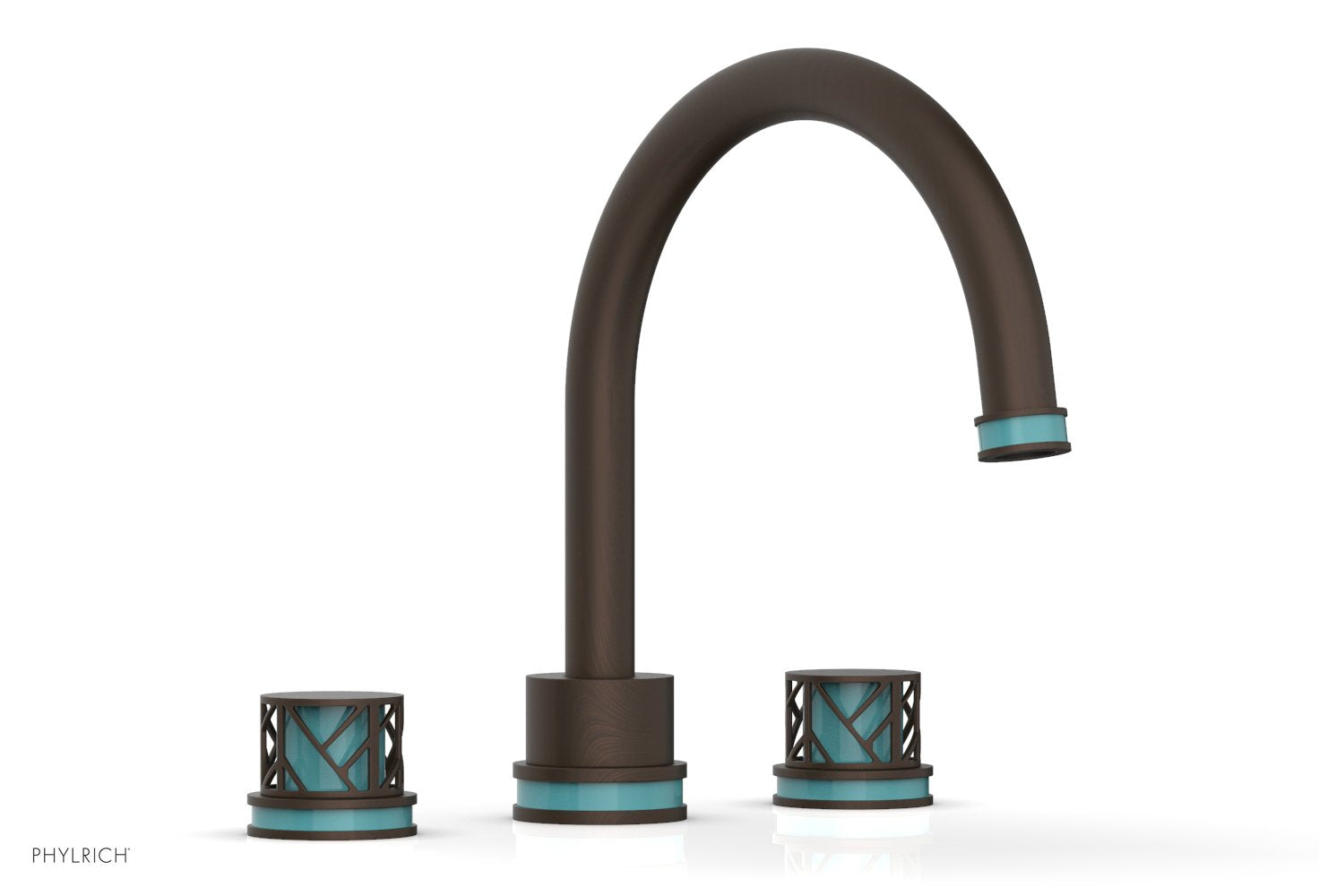Phylrich JOLIE Deck Tub Set - Round Handles with "Turquoise" Accents