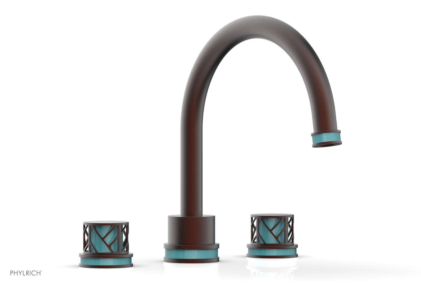 Phylrich JOLIE Deck Tub Set - Round Handles with "Turquoise" Accents