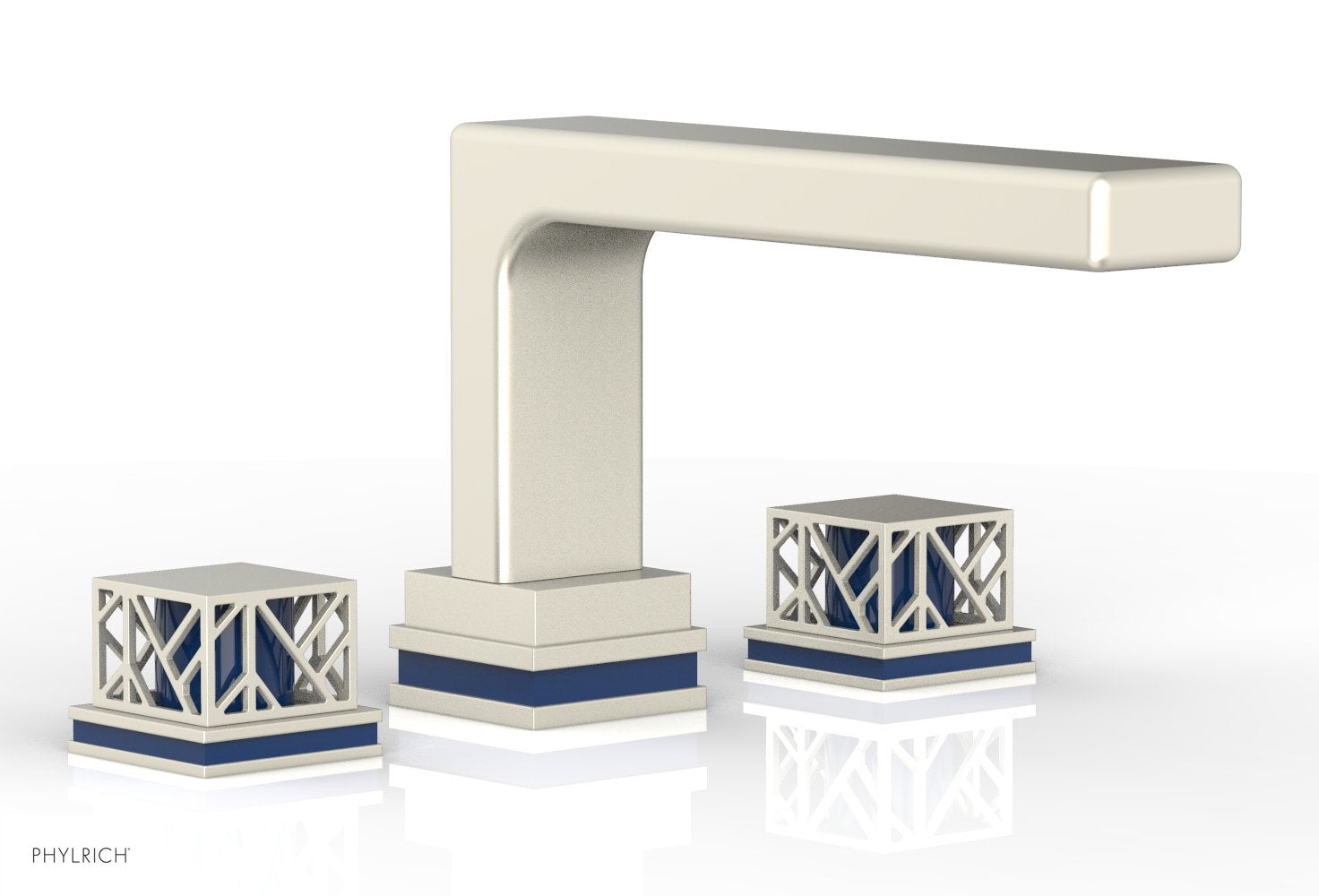 Phylrich JOLIE Deck Tub Set - Square Handles with "Navy Blue" Accents