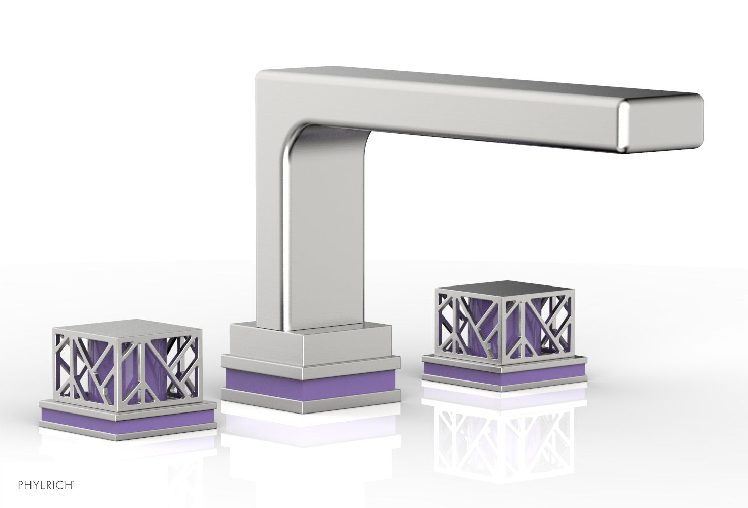 Phylrich JOLIE Deck Tub Set - Square Handles with "Purple" Accents