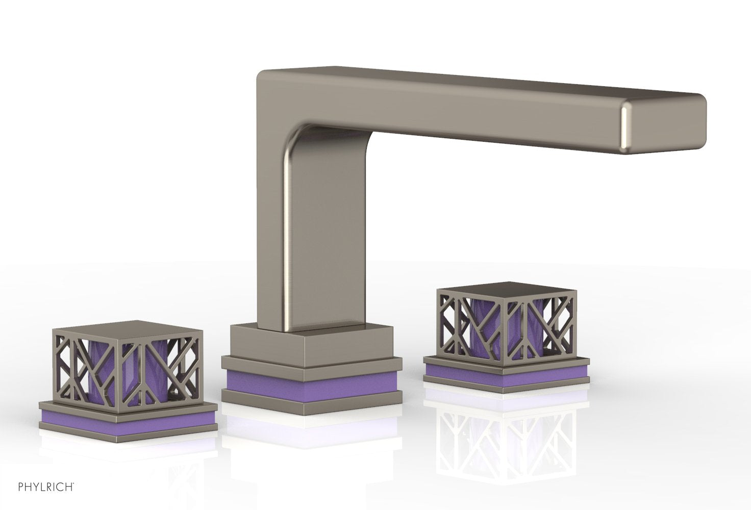 Phylrich JOLIE Deck Tub Set - Square Handles with "Purple" Accents
