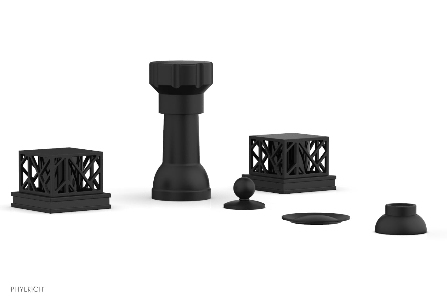 Phylrich JOLIE Four Hole Bidet Set - Square Handles with "Black Accents"