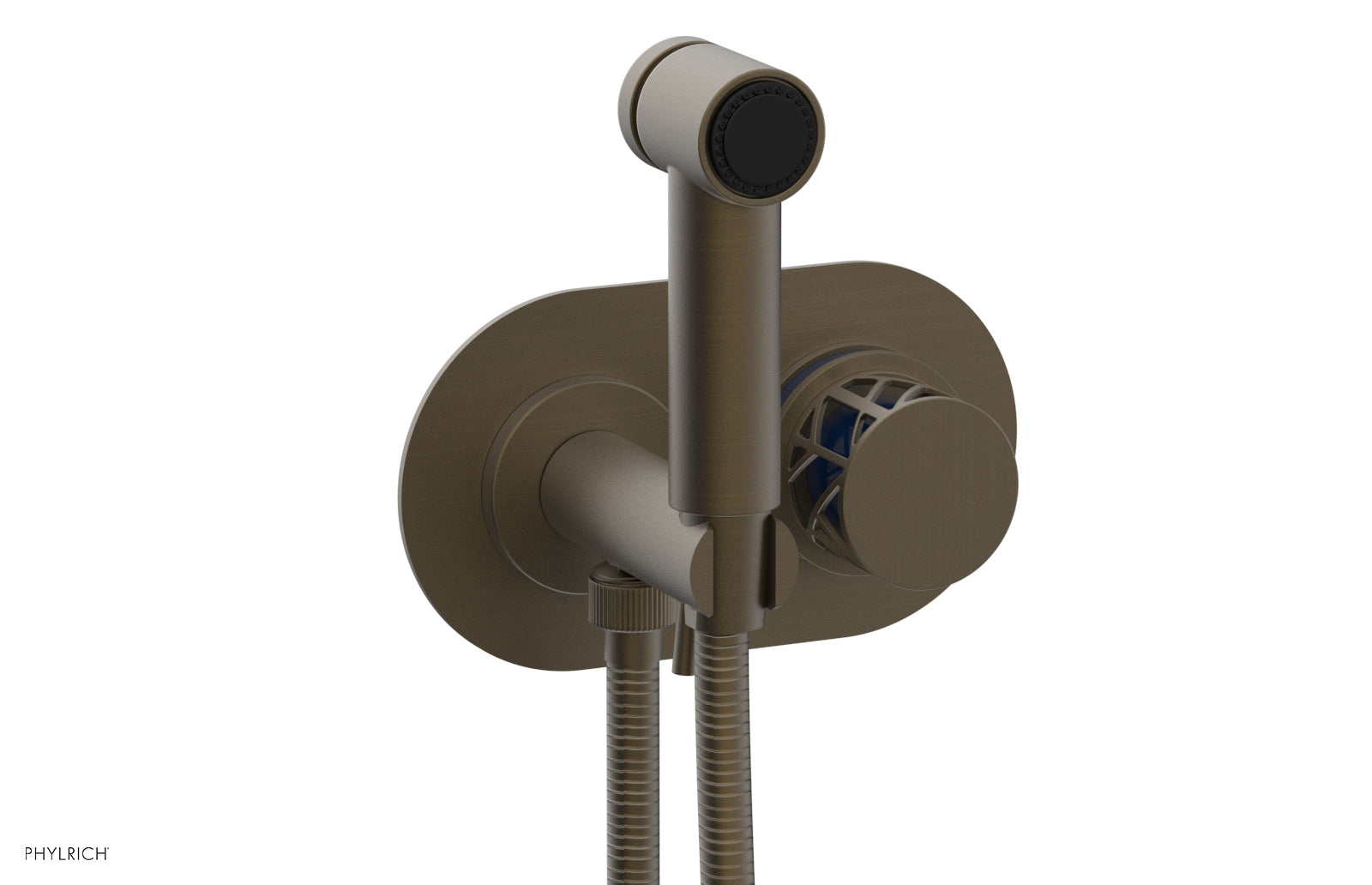 Phylrich JOLIE Wall Mounted Bidet, Round Handle with "Navy Blue" Accents