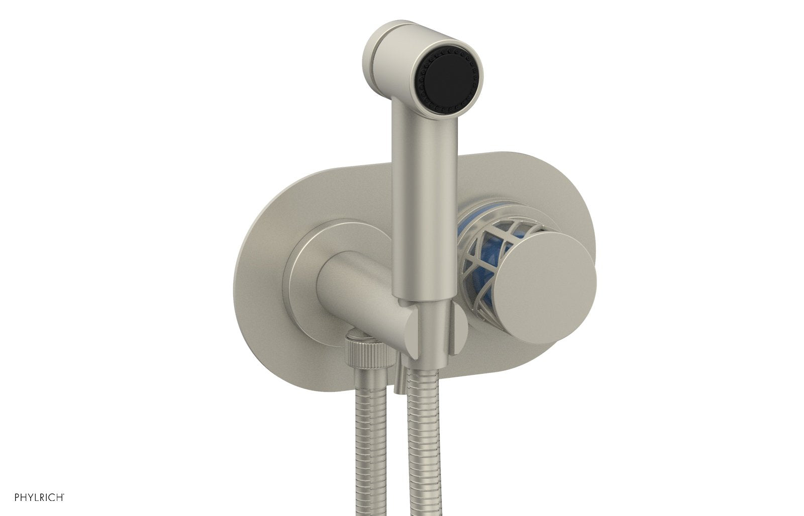 Phylrich JOLIE Wall Mounted Bidet, Round Handle with "Light Blue" Accents