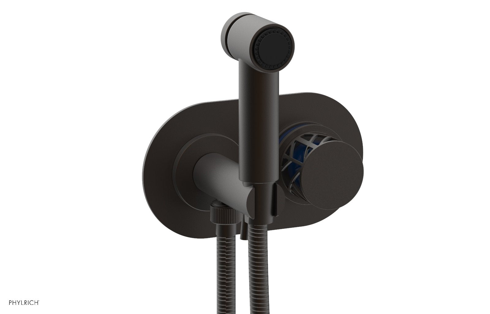 Phylrich JOLIE Wall Mounted Bidet, Round Handle with "Navy Blue" Accents