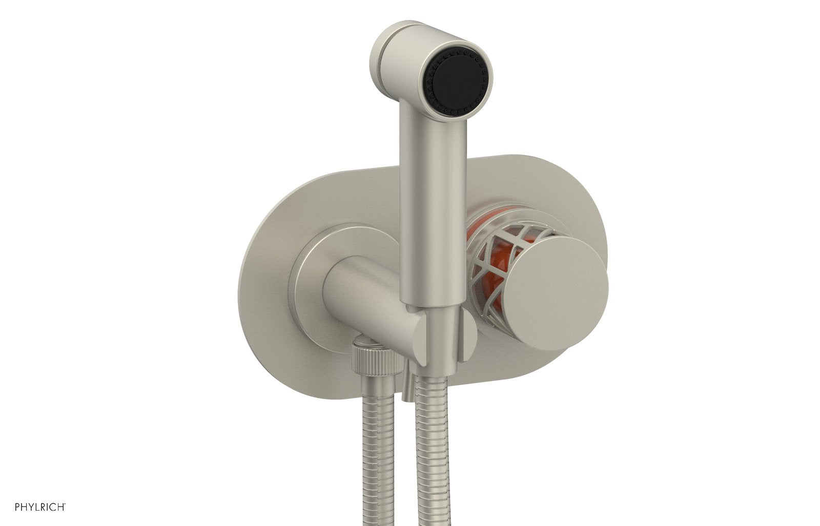 Phylrich JOLIE Wall Mounted Bidet, Round Handle with "Orange" Accents