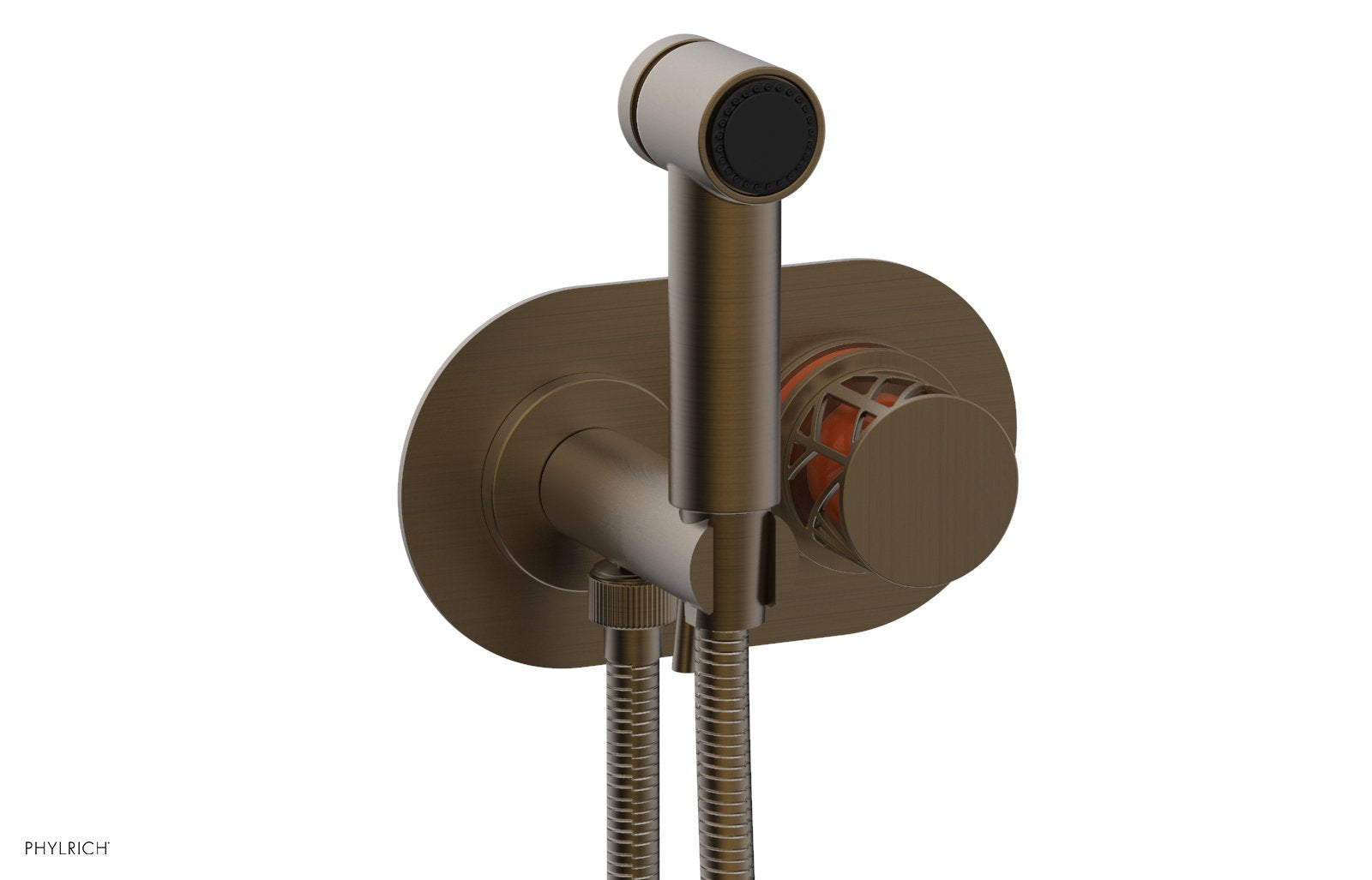 Phylrich JOLIE Wall Mounted Bidet, Round Handle with "Orange" Accents