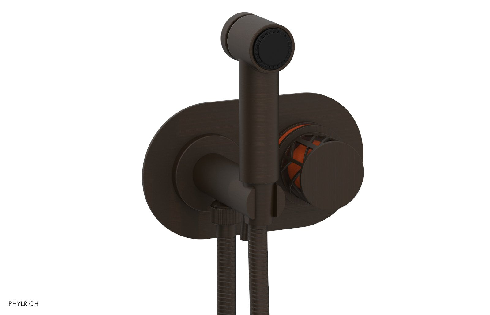 Phylrich JOLIE Wall Mounted Bidet, Round Handle with "Orange" Accents