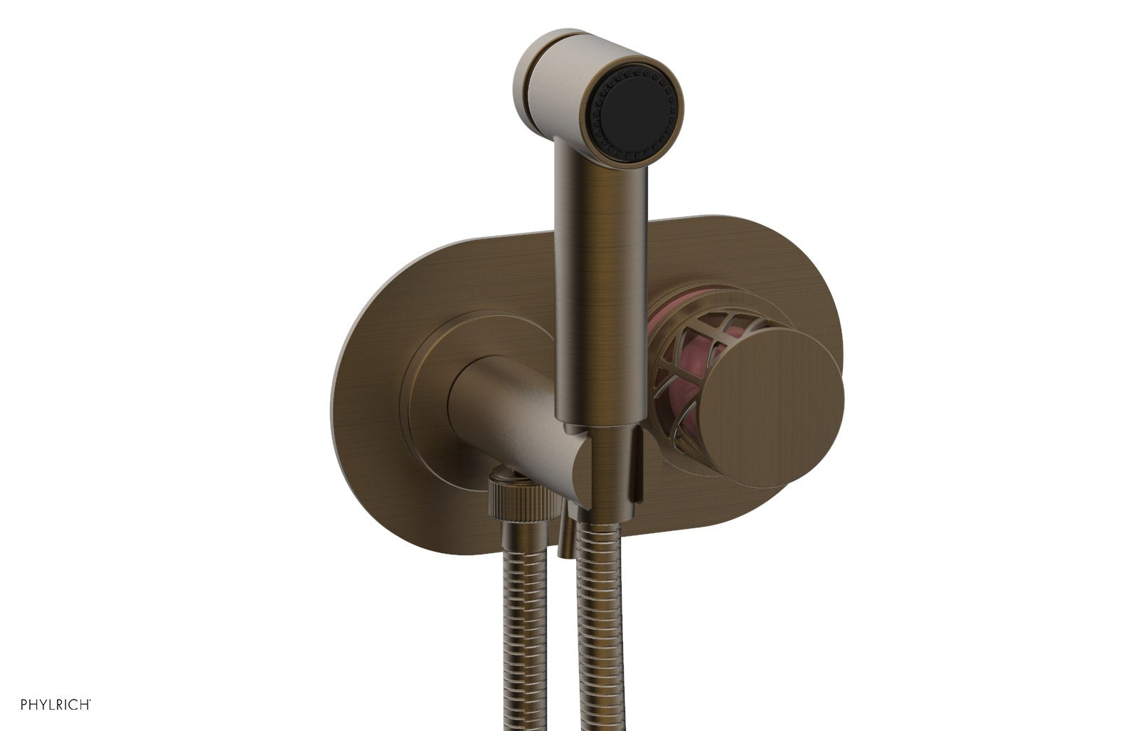 Phylrich JOLIE Wall Mounted Bidet, Round Handle with "Pink" Accents