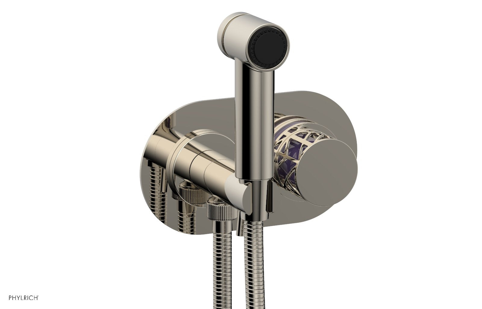 Phylrich JOLIE Wall Mounted Bidet, Round Handle with "Purple" Accents