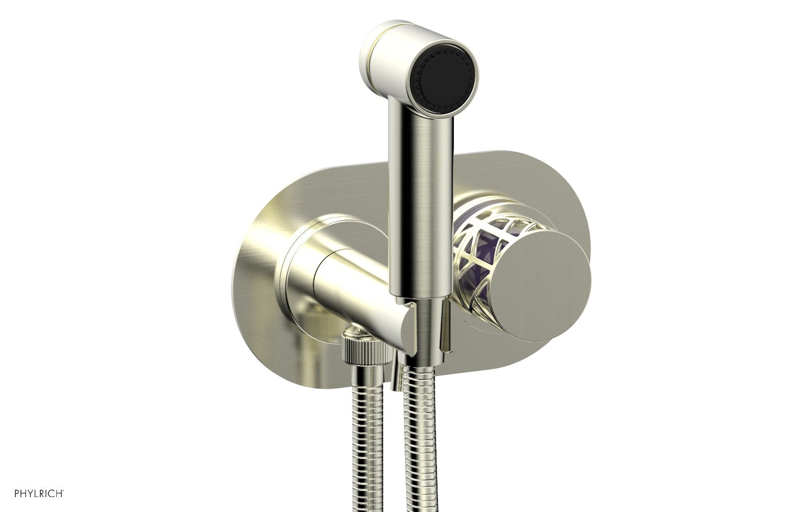 Phylrich JOLIE Wall Mounted Bidet, Round Handle with "Purple" Accents