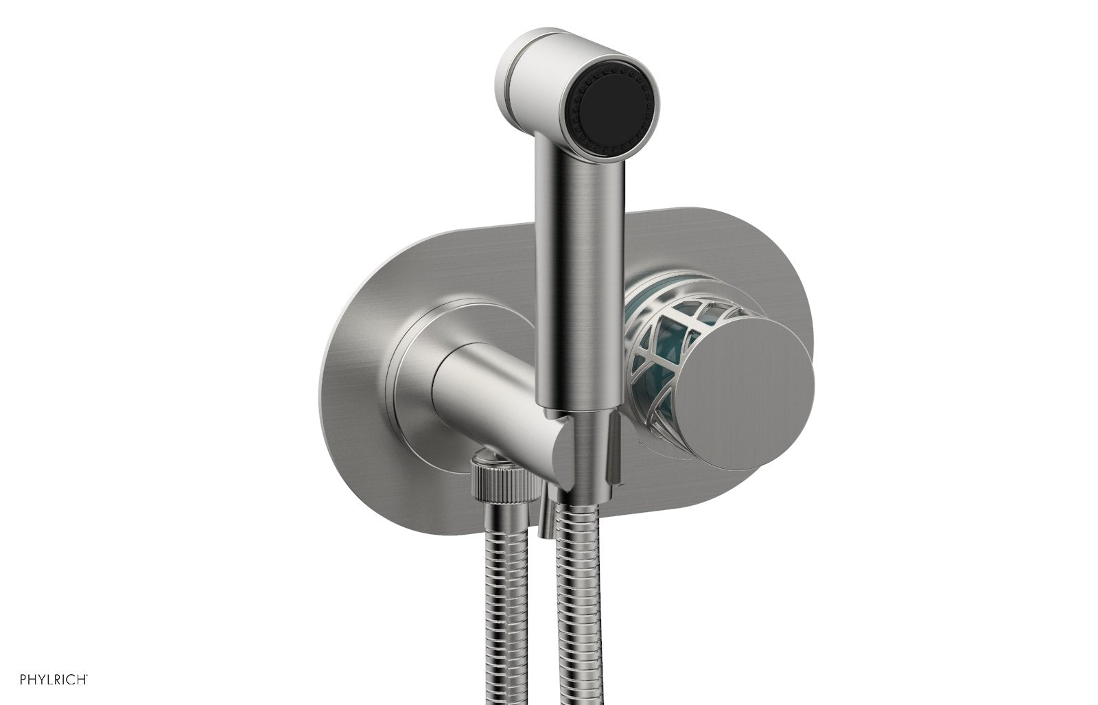 Phylrich JOLIE Wall Mounted Bidet, Round Handle with "Turquoise" Accents