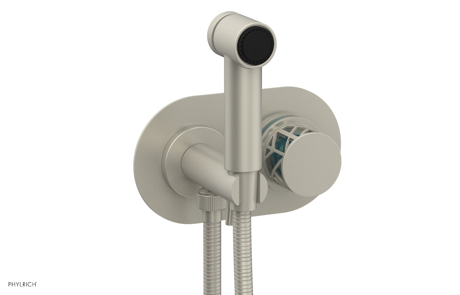 Phylrich JOLIE Wall Mounted Bidet, Round Handle with "Turquoise" Accents