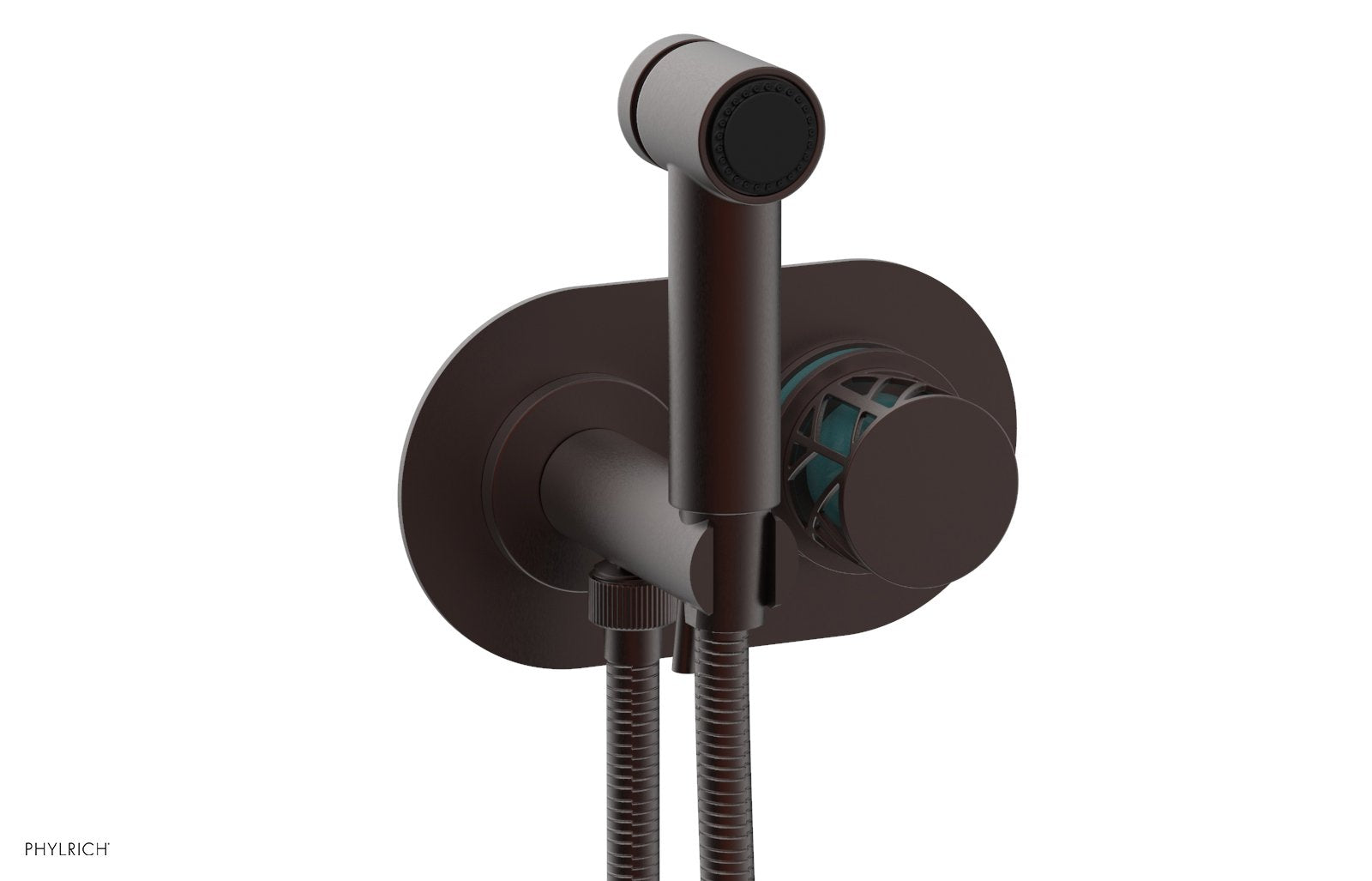 Phylrich JOLIE Wall Mounted Bidet, Round Handle with "Turquoise" Accents