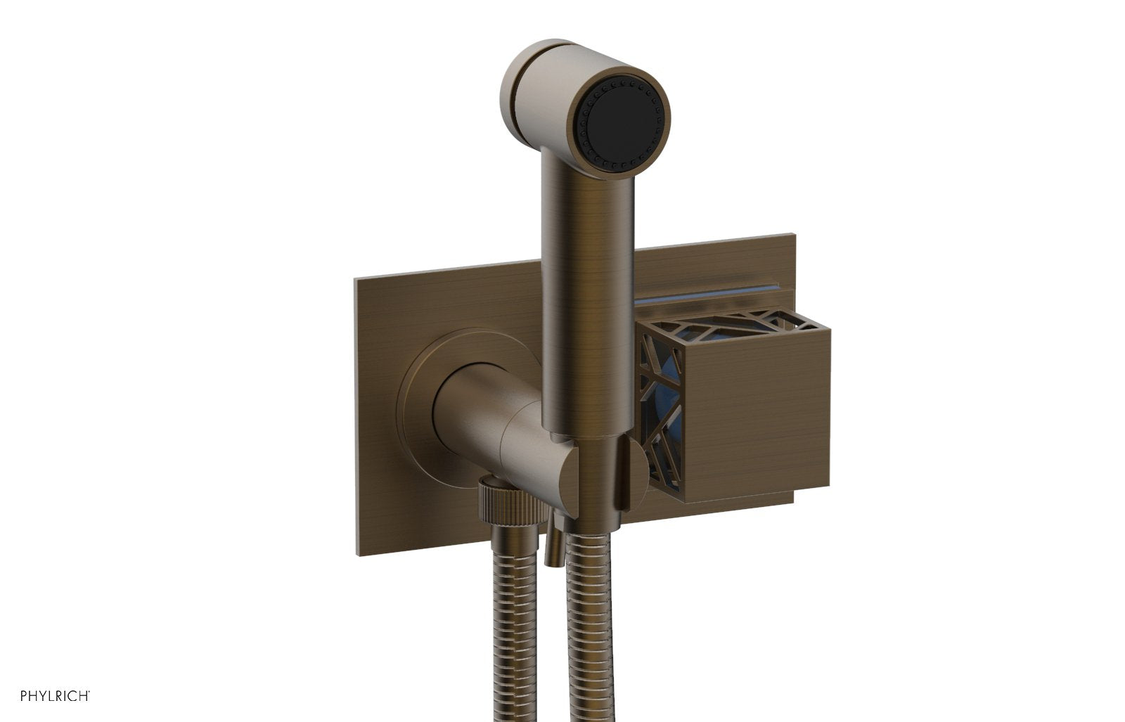 Phylrich JOLIE Wall Mounted Bidet, Square Handle with "Light Blue" Accents
