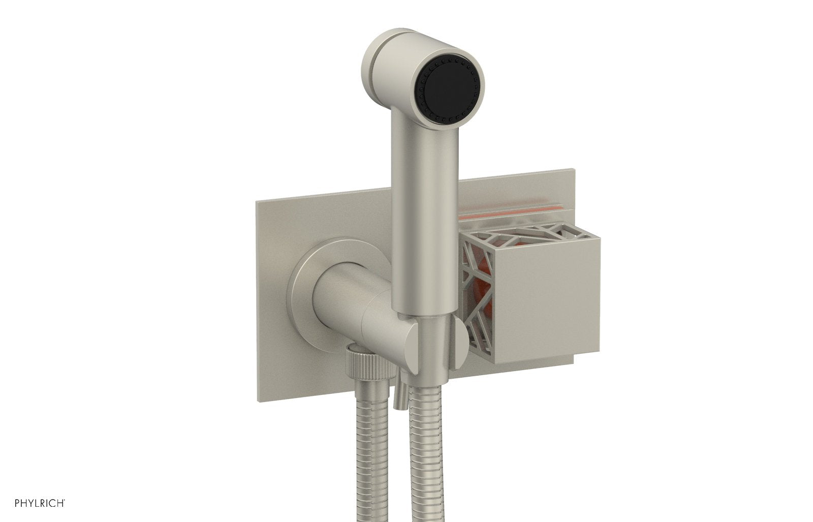 Phylrich JOLIE Wall Mounted Bidet, Square Handle with "Orange" Accents