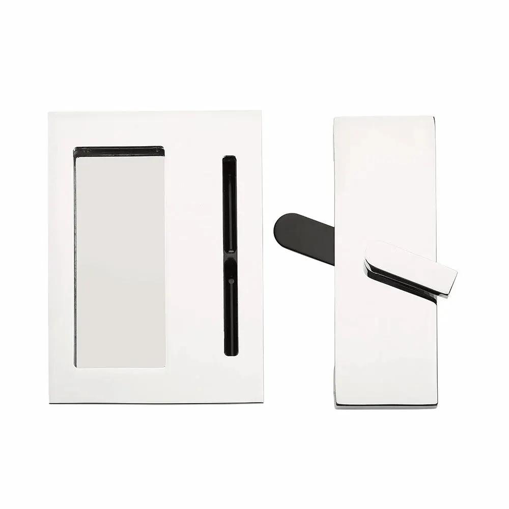 Emtek Modern Rectangular Barn Door Privacy Lock and Flush Pull with Integrated Strike by Emtek