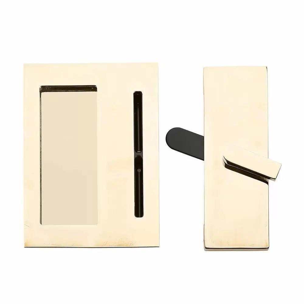 Emtek Modern Rectangular Barn Door Privacy Lock and Flush Pull with Integrated Strike by Emtek