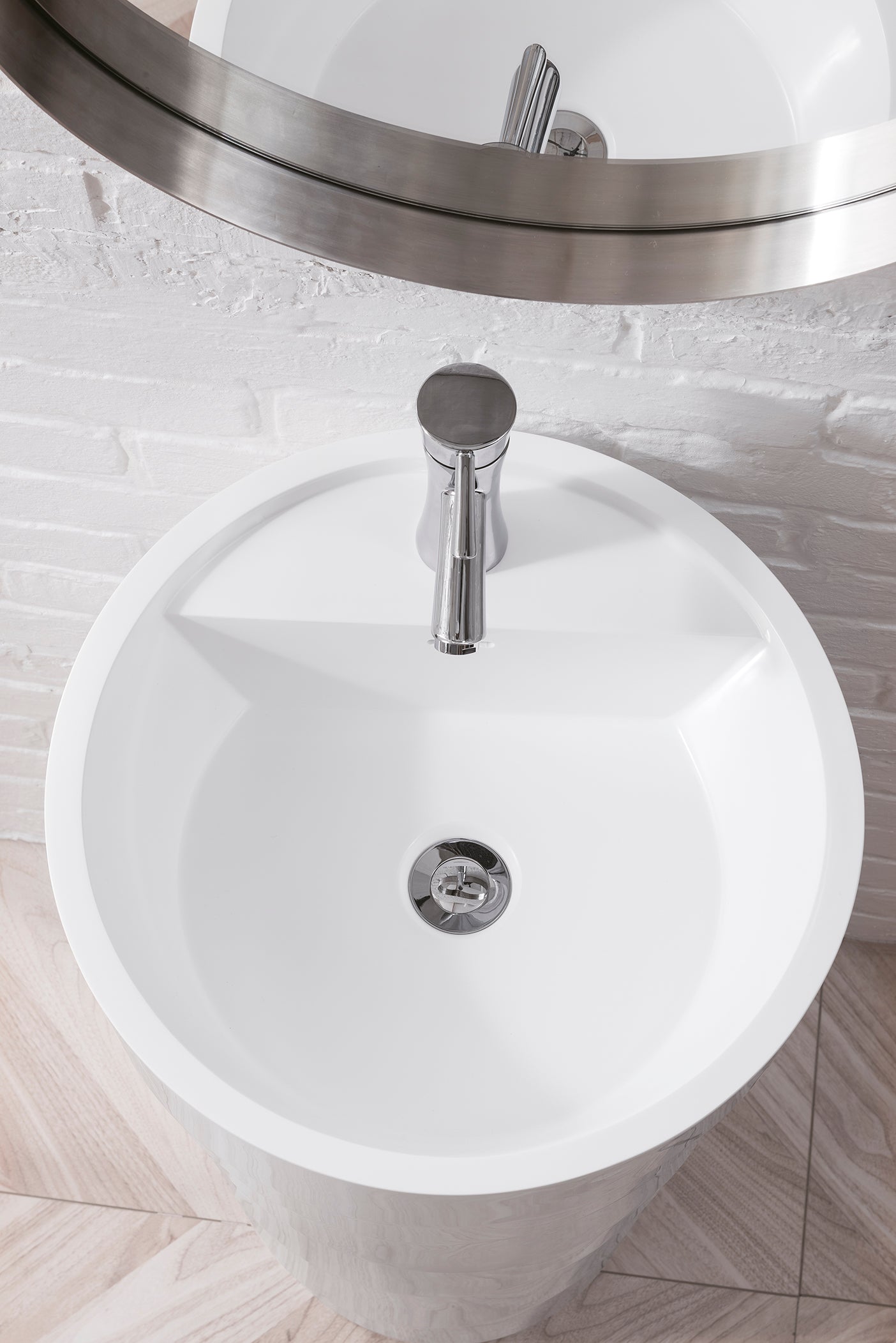 bright white surface pedestal sink