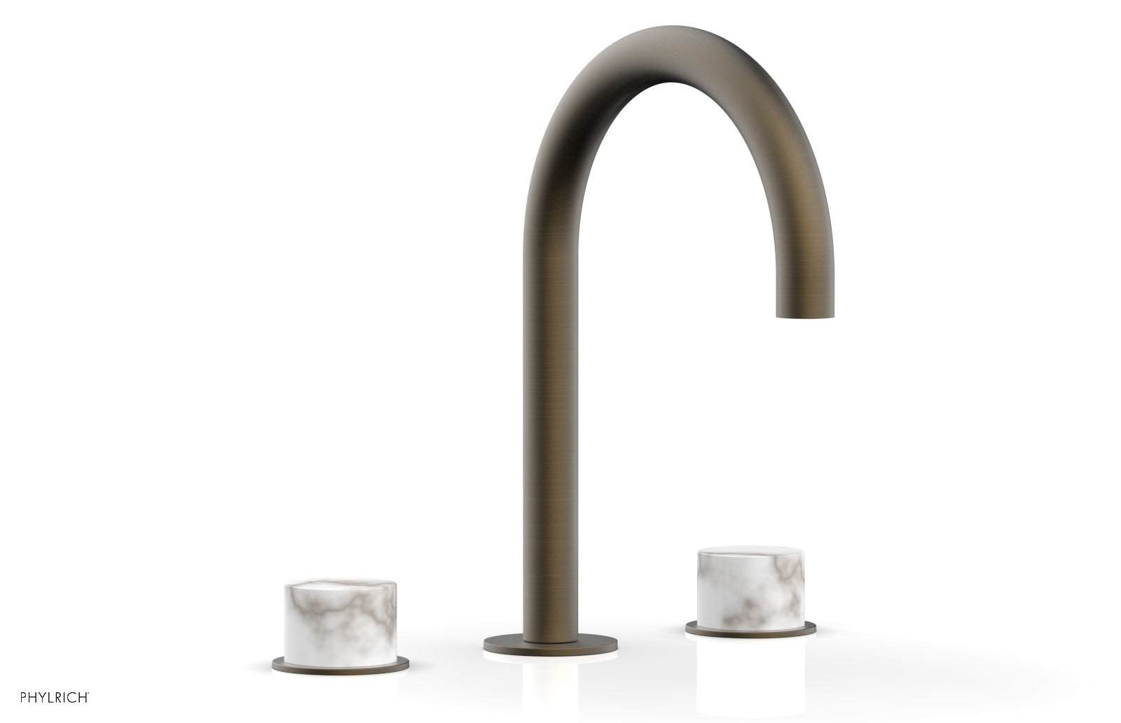 Phylrich BASIC II Widespread Faucet - White Marble Handles