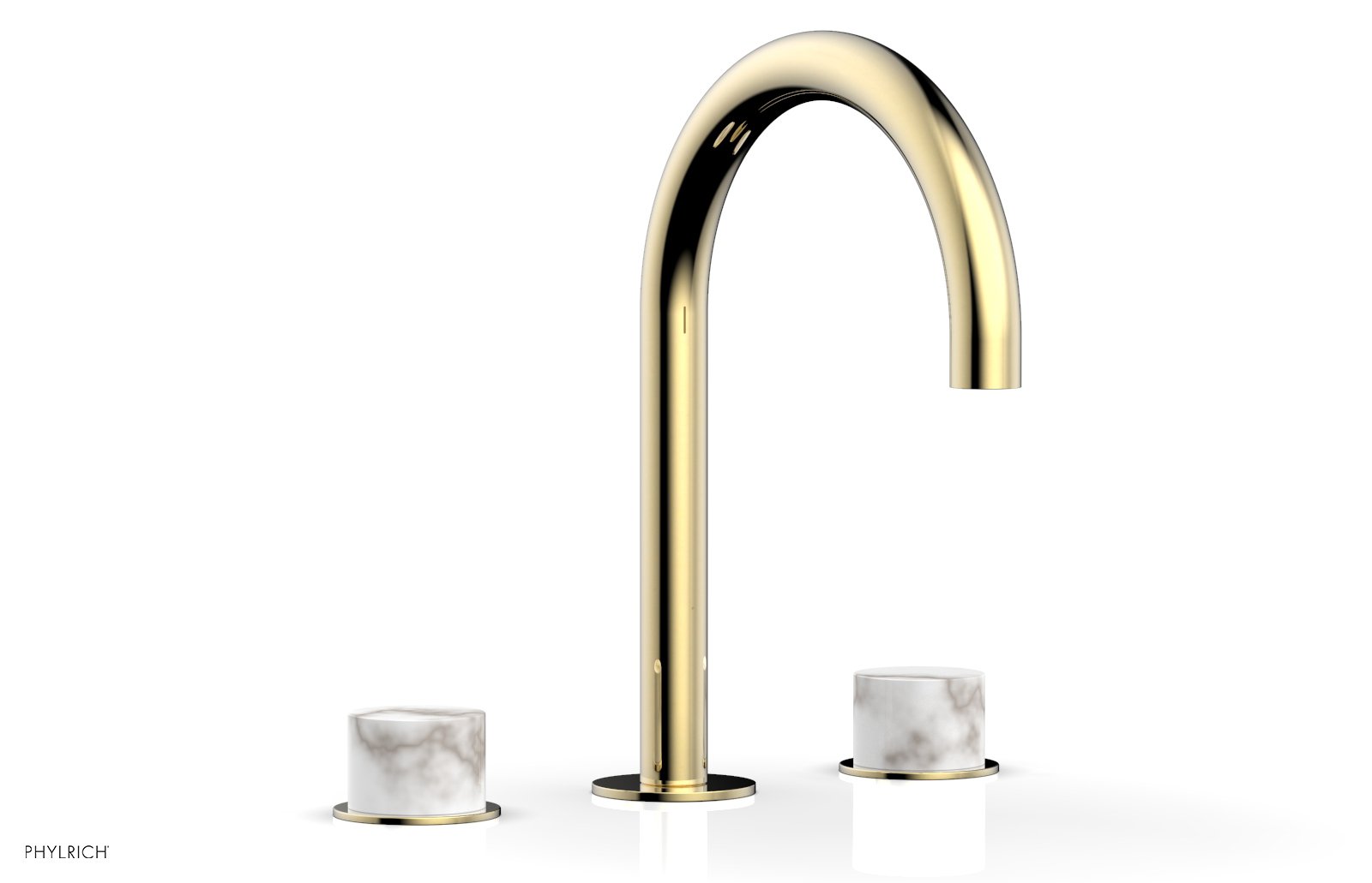 Phylrich BASIC II Widespread Faucet - White Marble Handles